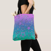 Kerstgradiënt glitter shine confetti sterren tote bag (Dichtbij)