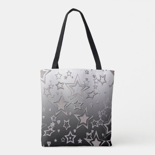 Kerstgradiënt glitter shine confetti sterren tote bag (Achterkant)