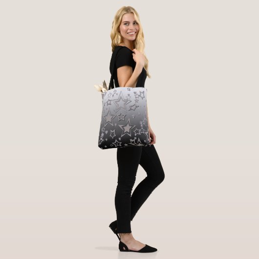 Kerstgradiënt glitter shine confetti sterren tote bag (Op model)