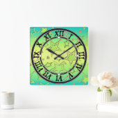 Kerstgradiënt glitter shine confetti sterren vierkante klok (Huis)