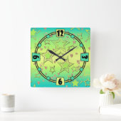 Kerstgradiënt glitter shine confetti sterren vierkante klok (Huis)