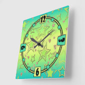 Kerstgradiënt glitter shine confetti sterren vierkante klok (Hoek)