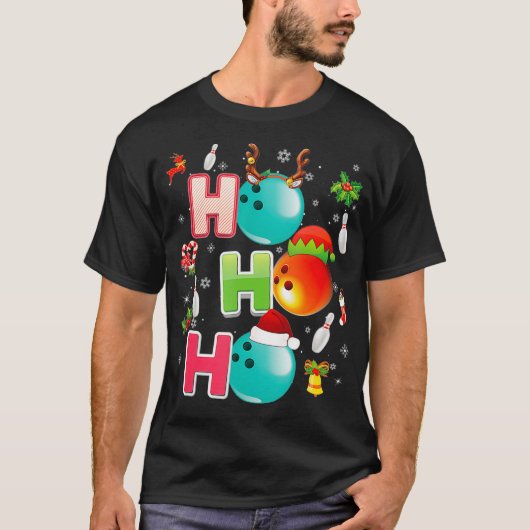 Kerstgrappenmaker Ho Ho Bowling Pajama Santa Love T-shirt (Voorkant)
