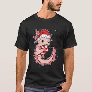 Kerstgrappig glimlachen Axolotl Candy Cane Sweet L T-shirt