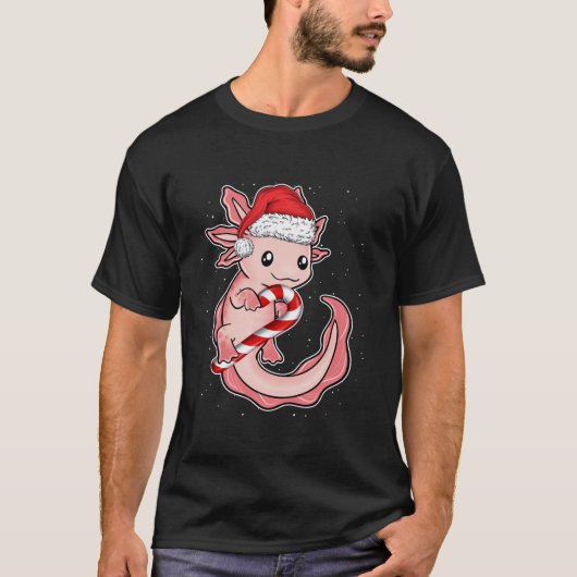 Kerstgrappig glimlachen Axolotl Candy Cane Sweet L T-shirt (Voorkant)