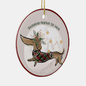 Kerstgrappige Dachshund-fotokeramisch Ornament (Rechts)