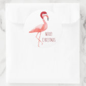 Kerstgrappige flamingo Santa TED Ronde Sticker (Tas)