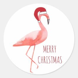 Kerstgrappige flamingo Santa TED Ronde Sticker