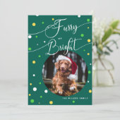 Kerstgrappige furry en Bright Pet annual2 Foto Feestdagenkaart (Staand voorkant)