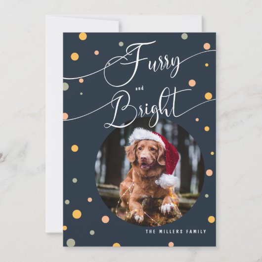 Kerstgrappige furry en Bright Pet annual2 Foto Feestdagenkaart (Voorkant)