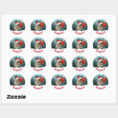 Kerstgrappige hamster in Red Santa Hat Jouw tekst Ronde Sticker (Vel)