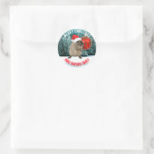 Kerstgrappige hamster in Red Santa Hat Jouw tekst Ronde Sticker (Tas)