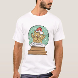 Kerstgrappige kat in sneeuwWereldbol-kerstmis T-shirt