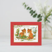 kerstgraten Foxes  reproductie Briefkaart (Staand voorkant)