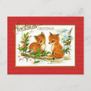 kerstgraten Foxes  reproductie Briefkaart
