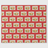 kerstgraten Foxes  reproductie Cadeaupapier (Vlak)