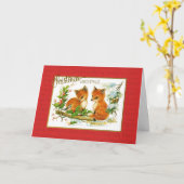 kerstgraten Foxes  reproductie Kaart (Gele Bloem)