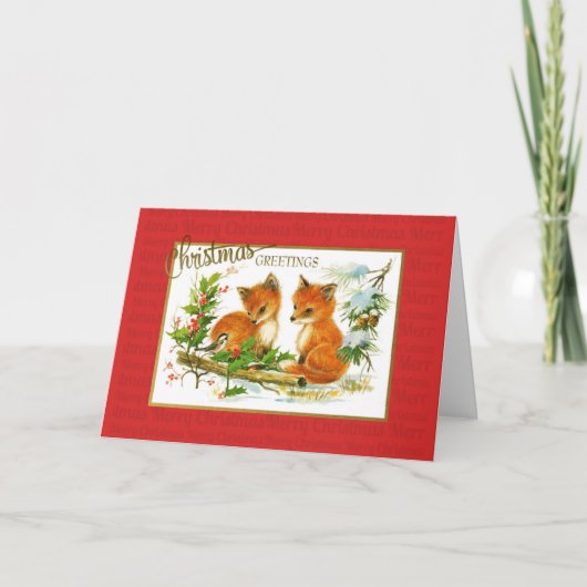 kerstgraten Foxes  reproductie Kaart (Voorkant)