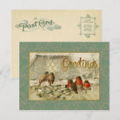 kerstgraten reproductie vogels feestdagenkaart (Voorkant / Achterkant)