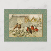 kerstgraten reproductie vogels feestdagenkaart (Voorkant)