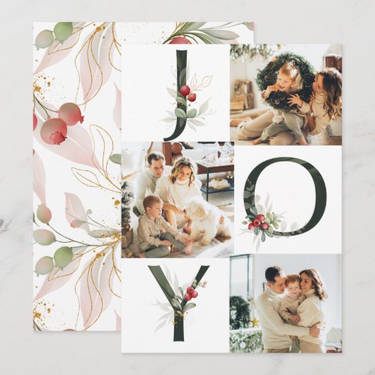 Kerstgray collage 3 Fotofeestdag Feestdagenkaart (Voorkant / Achterkant)