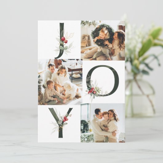 Kerstgray collage 3 Fotofeestdag Feestdagenkaart (Staand voorkant)