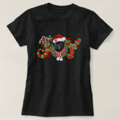 Kerstgray Dwarf Stocking Black Pug T-shirt (Design voorkant)