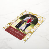 KerstGreenery Arched Photo Real Gold Folie Feestdagenkaart (Gedraaid)