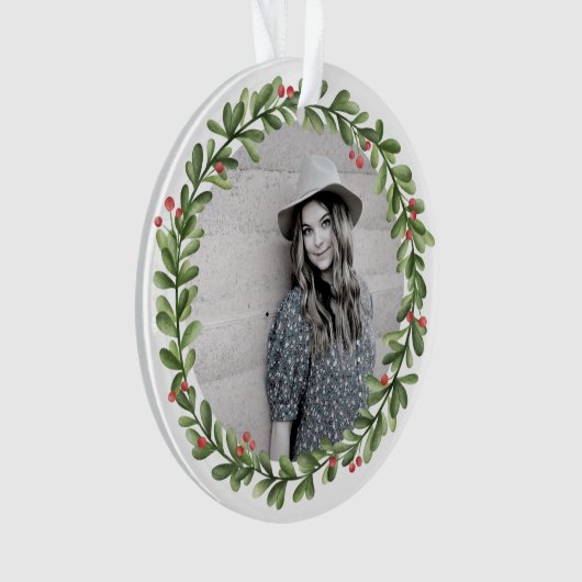 KerstGreenery Berries Wreath Photo Ornament (voorkant)