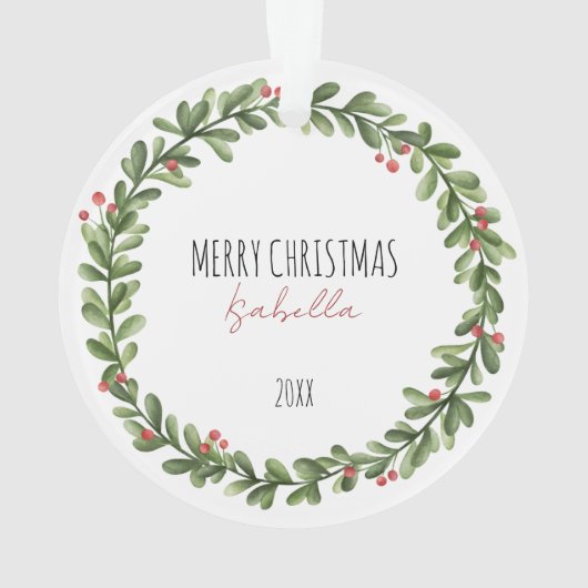 KerstGreenery Berries Wreath Photo Ornament (achterkant)