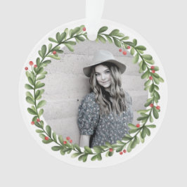 KerstGreenery Berries Wreath Photo Ornament