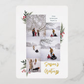 KerstGreenery Berry Lijst 5 Foto Folie Feestdagenkaart (Voorkant)