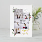 KerstGreenery Berry Lijst 5 Foto Folie Feestdagenkaart (Staand Voorkant)