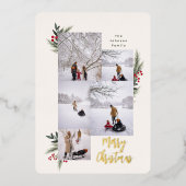 KerstGreenery Berry Lijst 5 Foto Folie Feestdagenkaart (Voorkant)