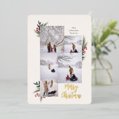 KerstGreenery Berry Lijst 5 Foto Folie Feestdagenkaart (Staand Voorkant)