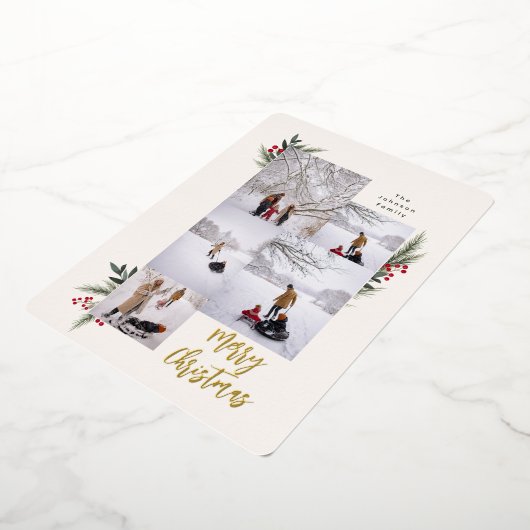 KerstGreenery Berry Lijst 5 Foto Folie Feestdagenkaart (Gedraaid)