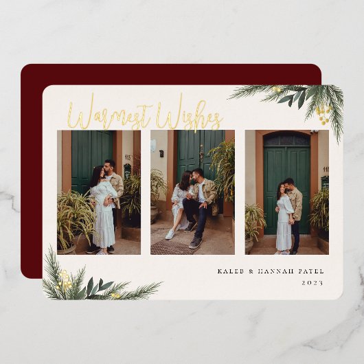 KerstGreenery Berry Lijst Foto Collage Folie Feestdagenkaart (Voorkant / Achterkant)