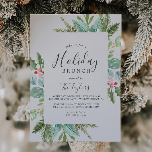KerstGreenery Holiday Brunch | Grijs Kaart