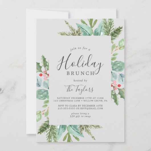 KerstGreenery Holiday Brunch | Grijs Kaart (Voorkant)