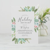 KerstGreenery Holiday Brunch | Grijs Kaart (Staand voorkant)