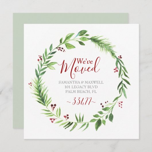 KerstGreenery Moving Announcement Kaart (Voorkant / Achterkant)