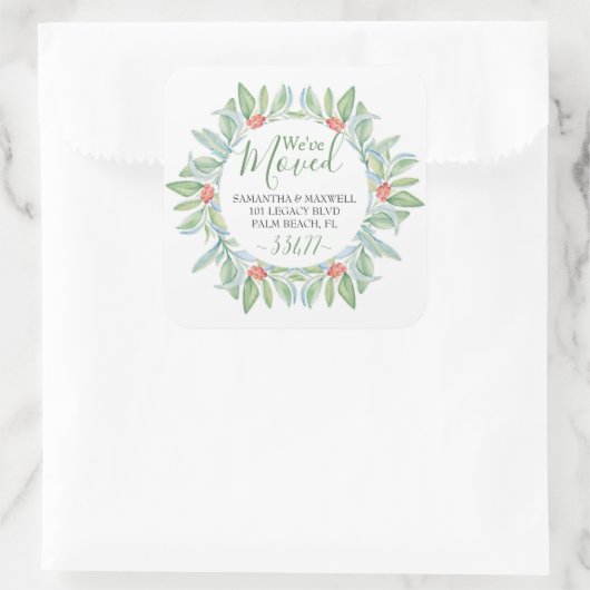 KerstGreenery Moving Announcement Vierkante Sticker (Tas)