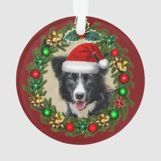 Kerstgrens Collie acrylversiering Ornament (achterkant)