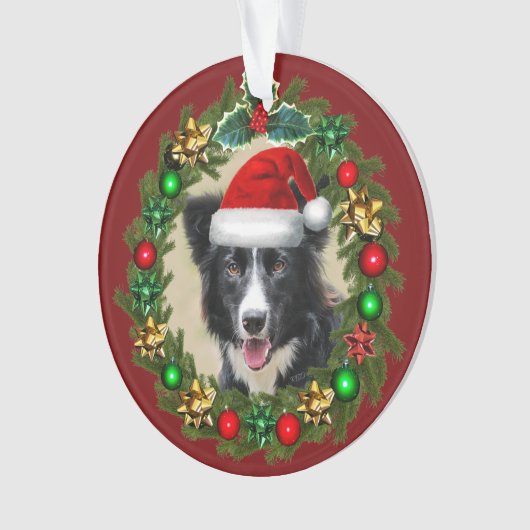 Kerstgrens Collie acrylversiering Ornament (voorkant)