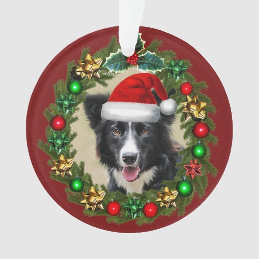 Kerstgrens Collie acrylversiering Ornament (voorkant)