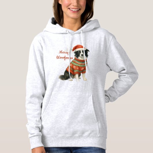 Kerstgrens Collie Hond Liefhebber  Hoodie (Voorkant)