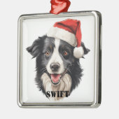 KERSTGRENS COLLIE HOND MET SANTA HAT METALEN ORNAMENT (Links)
