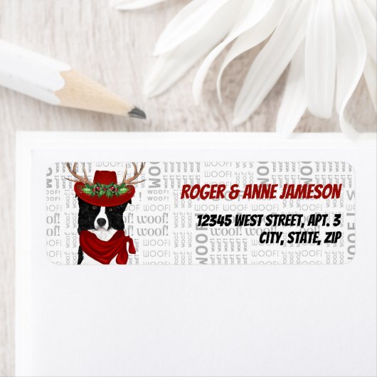 Kerstgrens Collie Hondenliefhebber Adres Etiket (Insitu)