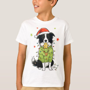 Kerstgrens Collie Kerstmis Border Collie Hond Mo T-shirt