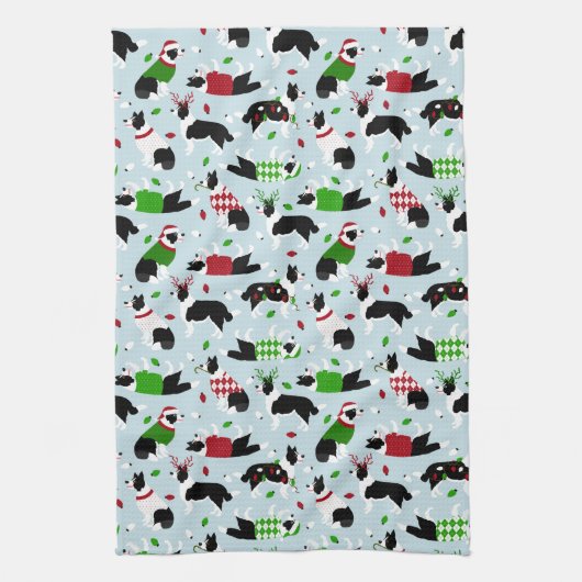 Kerstgrens Collie Kitchen Towel Theedoek (Verticaal)